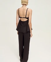 Mango Women's Open Back V-Neck Top