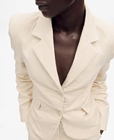 Mango Women's Wrinkled Linen-Blend Suit Jacket