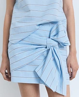 Mango Women's Bow Detail Striped Cotton Skirt