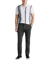 Perry Ellis Men's Stripe Zip Polo Shirt
