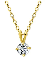 Giani Bernini Cubic Zirconia Solitaire Pendant Necklace 18k Gold over Sterling Silver, 16" + 2" extender, Exclusively at Macy's