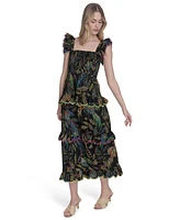 Vince Camuto Women's Cotton Printed Sleeveless Midi Dress
