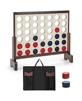 Giant 4-in-a-row Game Set Wooden Jumbo 4-to-Score with Carrying Bag