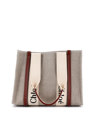 Pre-Owned Chloe Medium Woody Tote Canvas with Leather