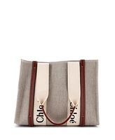 Pre-Owned Chloe Medium Woody Tote Canvas with Leather