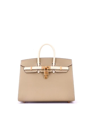 Pre-Owned Hermes Birkin 25 Handbag Bicolor Epsom with Rose Gold Hardware