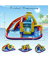 Gymax 7-in-1 Inflatable Water Slide Water Park Kids Bounce Castle Without Air Blower