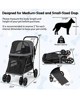 Dog Stroller for Medium Small Senior Elderly Dogs with Dual Entry