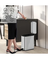 1.3 Gallon Slim Trash Can, Stainless Steel Step on Bathroom and Office Garbage Can, Brilliant Silver