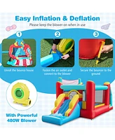 Gymax Inflatable Bounce House 5-in-1 Ice Cream Jumping Castle w/ 480W Blower