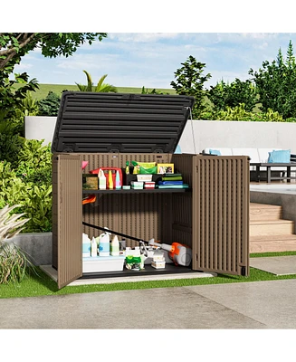 Mondawe 34.3"D x 53.2"W 47.1"H Resin Outdoor Storage Shed with Reinforced Floor