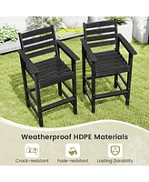 Slickblue Patio Hdpe Adirondack Bar Chairs Set of 2 with Wide Armrests
