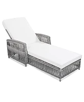 Mondawe Outdoor Wicker Lounge with Armrests, Patio Adjustable Recliner Soft Removable Cushions