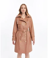 Furniq Uk Women's Leather Trench Coat