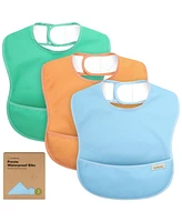 KeaBabies 3-Pack Waterproof Baby Bibs for Eating, Lightweight, Mess Proof Toddler with Food Catcher