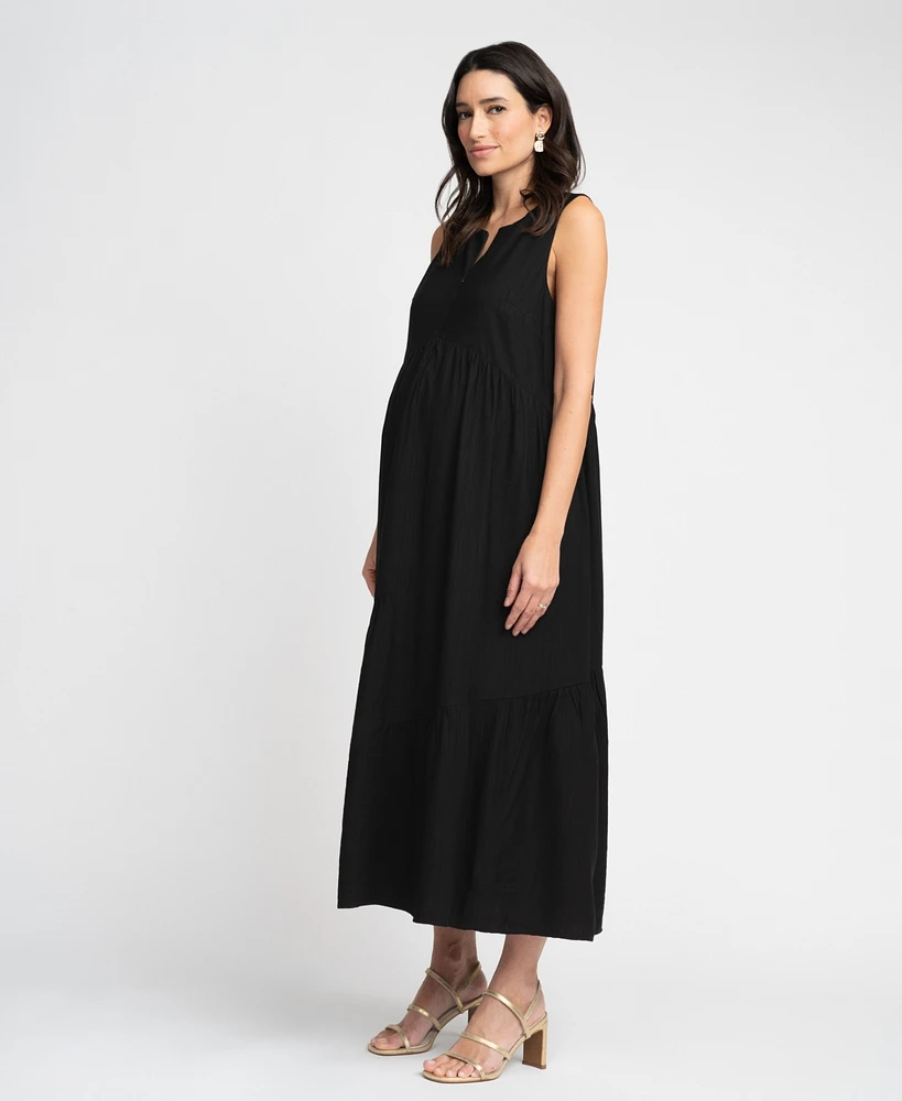 Seraphine Women's Maternity Zip Front Tiered Maxi Dress