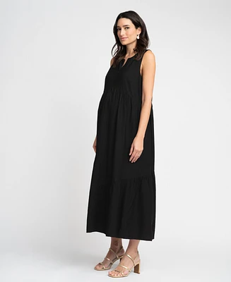 Seraphine Women's Maternity Zip Front Tiered Maxi Dress