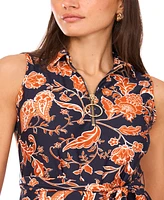 Msk Petite Zip-Neck Sleeveless Midi Dress