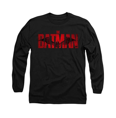 Batman Men's The Crimson Drawn Bat Logo Long Sleeve Adult Tee / T-Shirt
