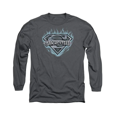 Superman Men's Man Of Steel Shield Long Sleeve Adult Tee / T-Shirt