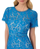 Adrianna Papell Women's Short-Sleeve Knit Lace Dress