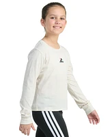 adidas Big Girls Long-Sleeve Regular-Fit Heather Logo Graphic T-Shirt