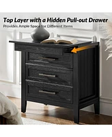 Hulala HomeTheresa Transitional 3-Drawer Nightstand with Hidden Pull-out Drawer