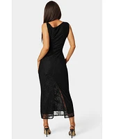 Bebe Women's Twist Sleeve Lace Midi Dress