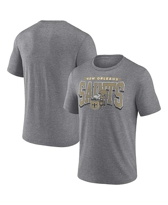 Fanatics Men's Heather Gray New Orleans Saints Warped Block Tri-Blend T-Shirt
