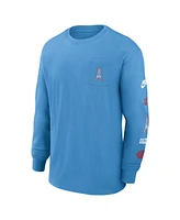 Nike Men's Light Blue Houston Oilers Rewind Heavy Max90 Pocket Long Sleeve T-Shirt