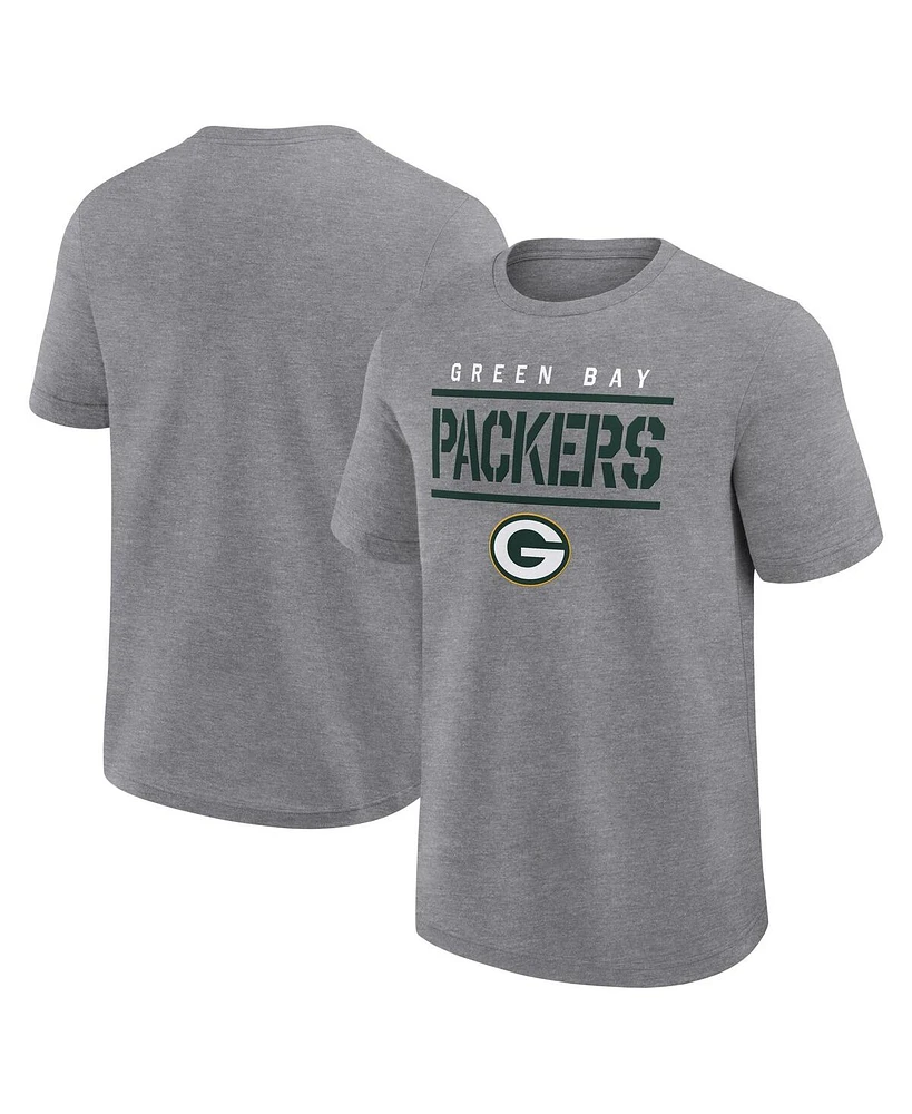 Logo Athletic Men's Heather Gray Green Bay Packers Top Notch T-Shirt