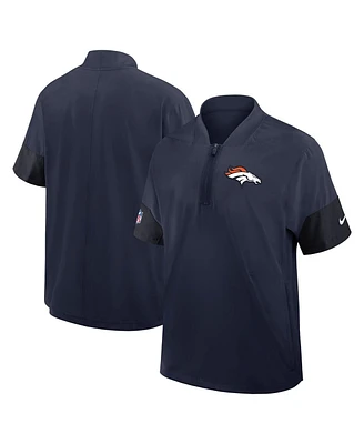 Nike Men's Navy Denver Broncos Sideline Short Sleeve Quarter-Zip Performance Coach Jacket