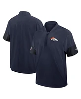 Nike Men's Navy Denver Broncos Sideline Short Sleeve Quarter-Zip Performance Coach Jacket