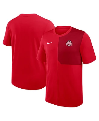 Nike Men's Scarlet Ohio State Buckeyes 2025 Sideline Uv Performance Coach T-Shirt