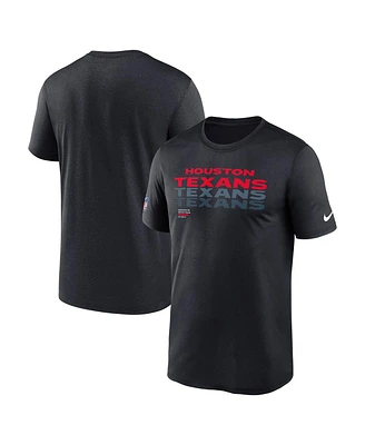 Nike Men's Navy Houston Texans Wordmark Block Sideline Legend Performance T-Shirt