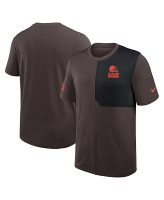Nike Men's Brown Cleveland Browns Sideline Uv Performance Coach T-Shirt