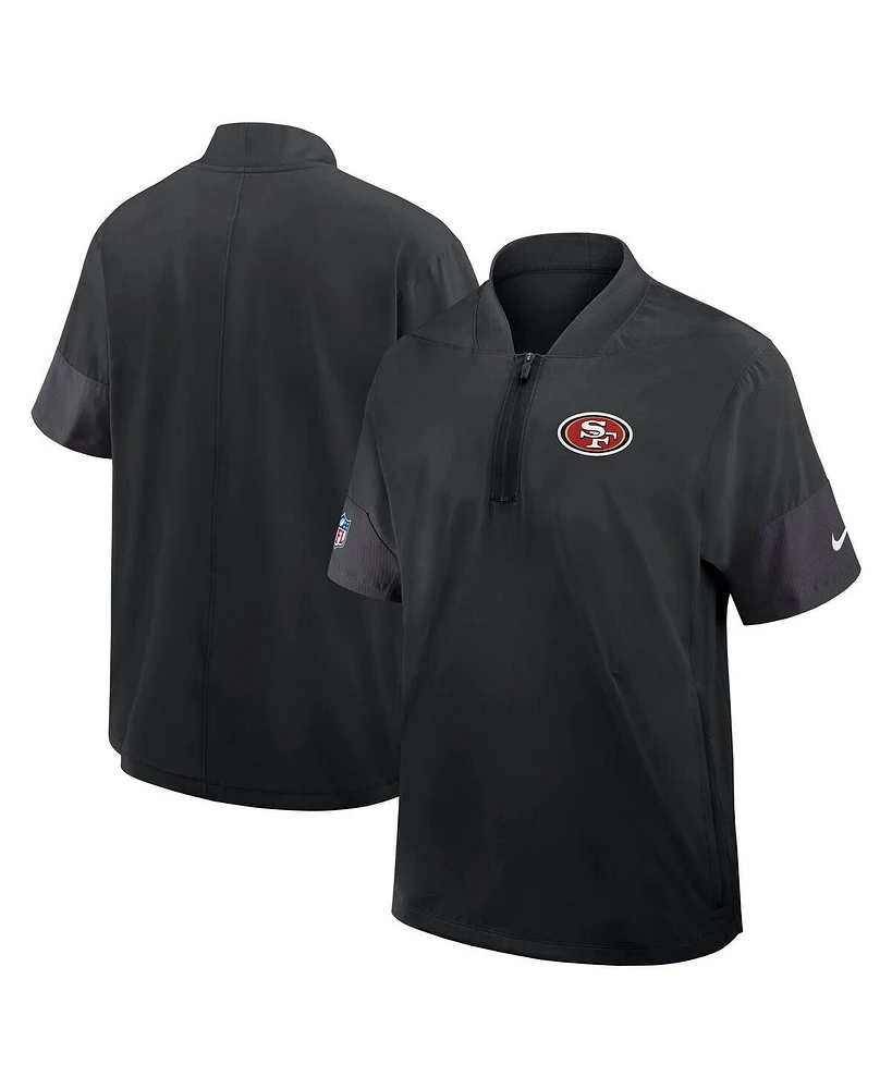 Nike Men's Black San Francisco 49ers Sideline Short Sleeve Quarter-Zip Performance Coach Jacket