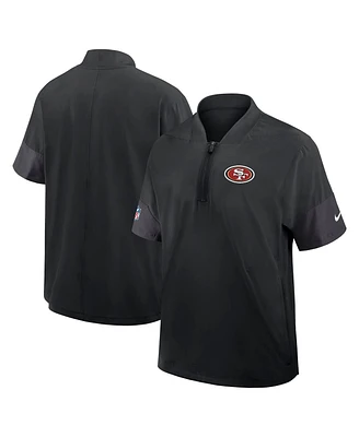 Nike Men's Black San Francisco 49ers Sideline Short Sleeve Quarter-Zip Performance Coach Jacket