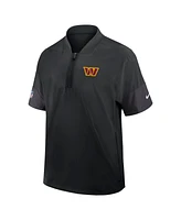 Nike Men's Black Washington Commanders Sideline Short Sleeve Quarter-Zip Performance Coach Jacket