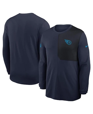Nike Men's Navy Tennessee Titans Sideline Coach Uv Performance Long Sleeve T-Shirt