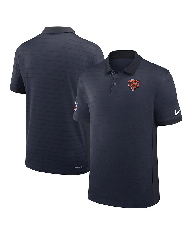 Nike Men's Navy Chicago Bears Sideline Victory Stripe Performance Polo Shirt