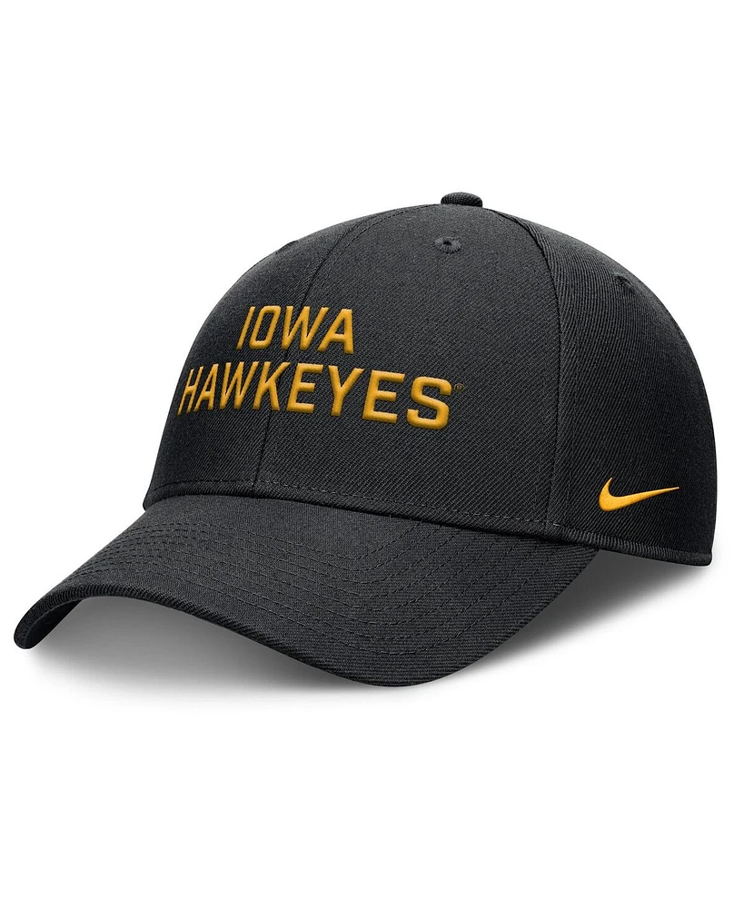 Nike Men's Black Iowa Hawkeyes Rise Practice Adjustable Hat