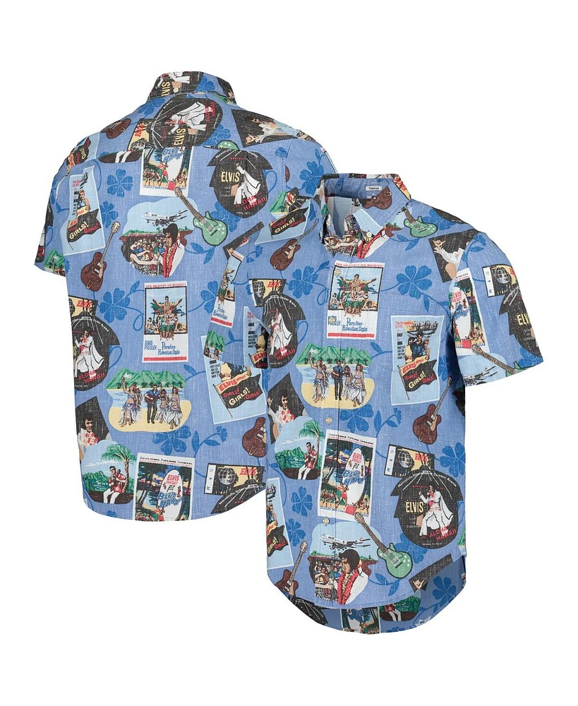 Reyn Spooner Men's Blue Elvis Presley Hawaii Tailored Button-Down Shirt