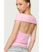 Edikted Womens Mikkey Cut Out Off Shoulder Top