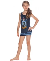 Harry Potter Big Girls Hogwarts All Houses Crest 2 Piece Tank Top and Short Kids' Pajama Set