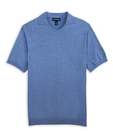 Scott Barber Vee Neck Knit Polo, Denim