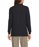 Lands' End Women's School Uniform Long Sleeve Mesh Polo Shirt