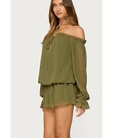 Edikted Women's Delphine Off Shoulder Chiffon Romper