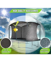 Plexalife 8 x 12 Ft Rectangular Outdoor Trampoline Set with Premium Safety Enclosure Gymnastics Rectangular Trampoline for Kids and Adults