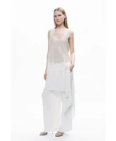Nocturne Women's Open Back Crystal Stone Detailed Blouse